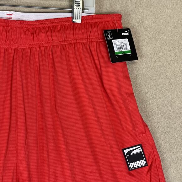 Puma Short Mens L Red Ultimate Athletic Performance Stretch Elastic Waist - Picture 3 of 14